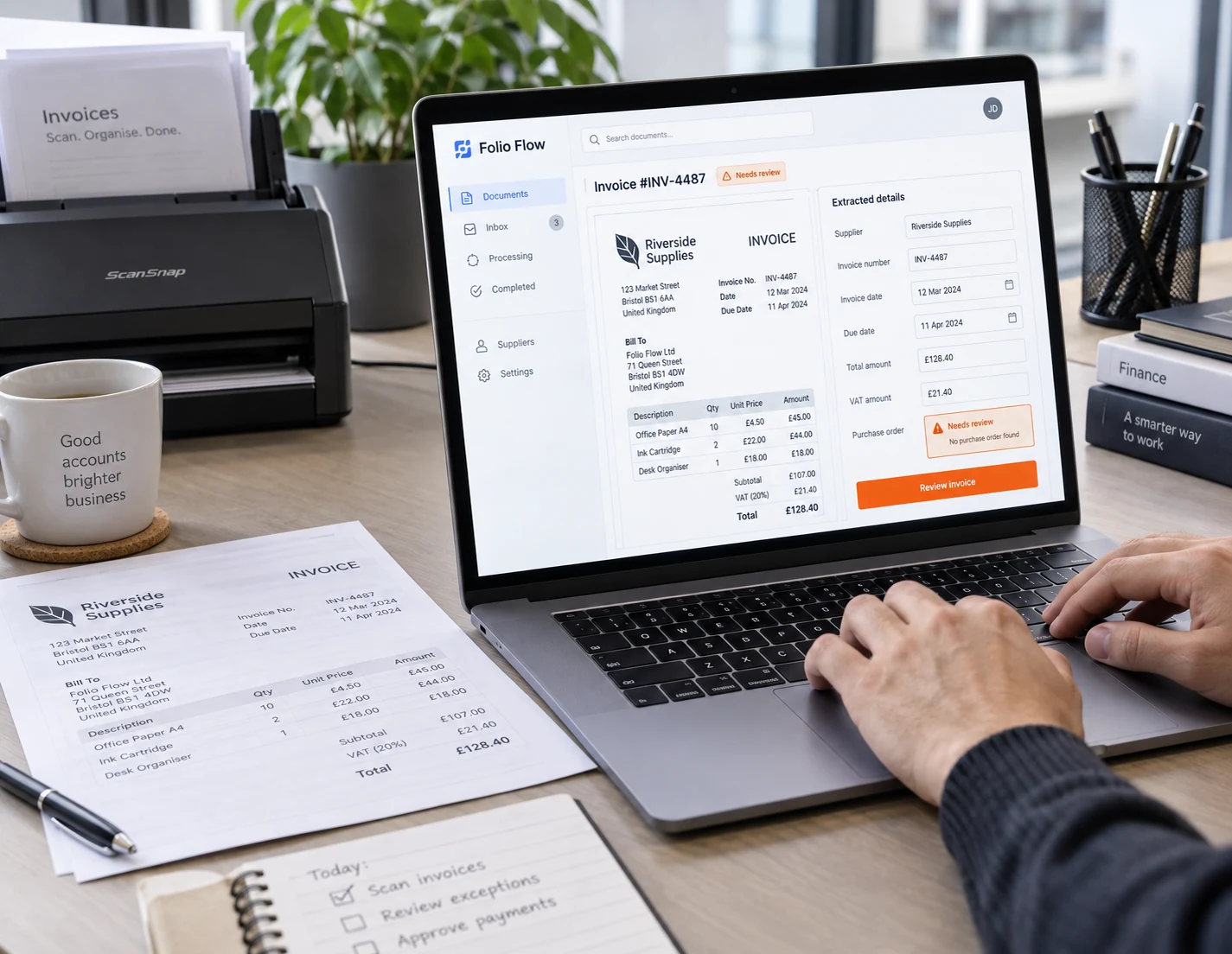 Invoice preparation with review controls