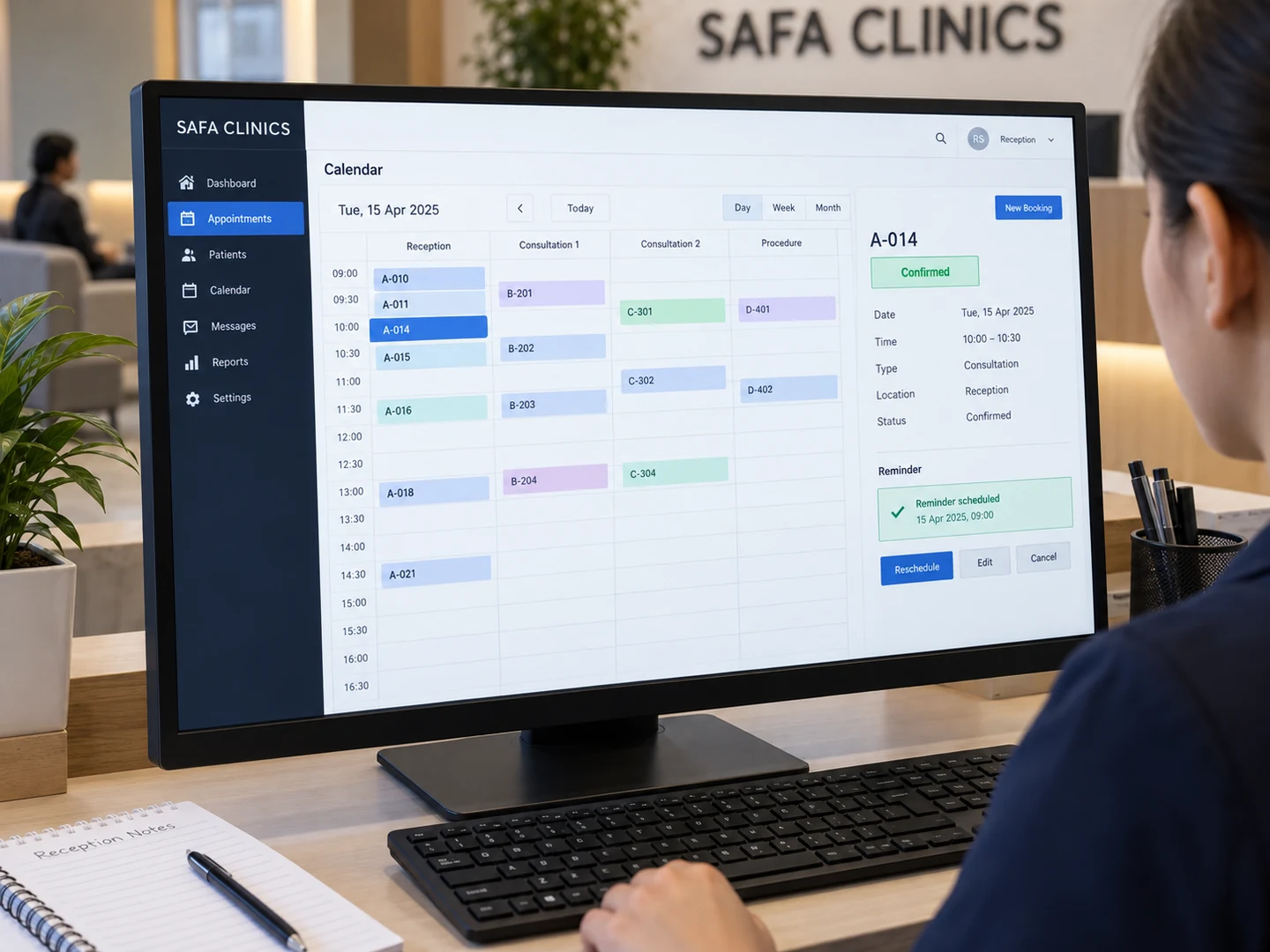 Connect booking to reception