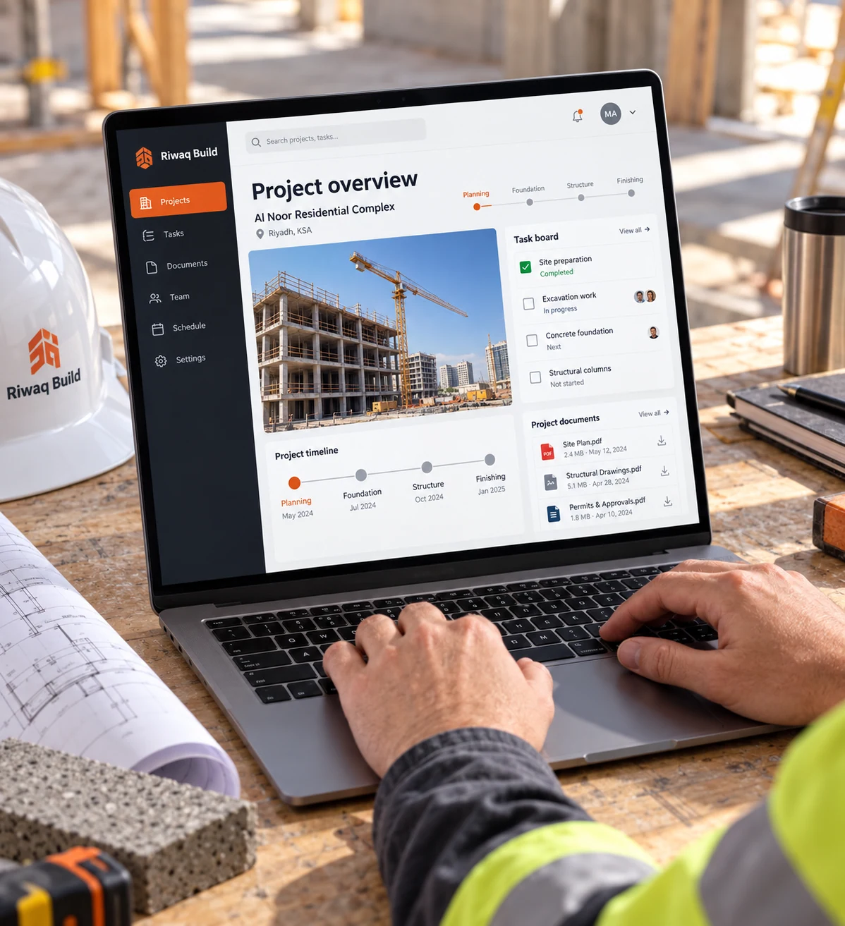 Construction: illustrative interface displayed on a device
