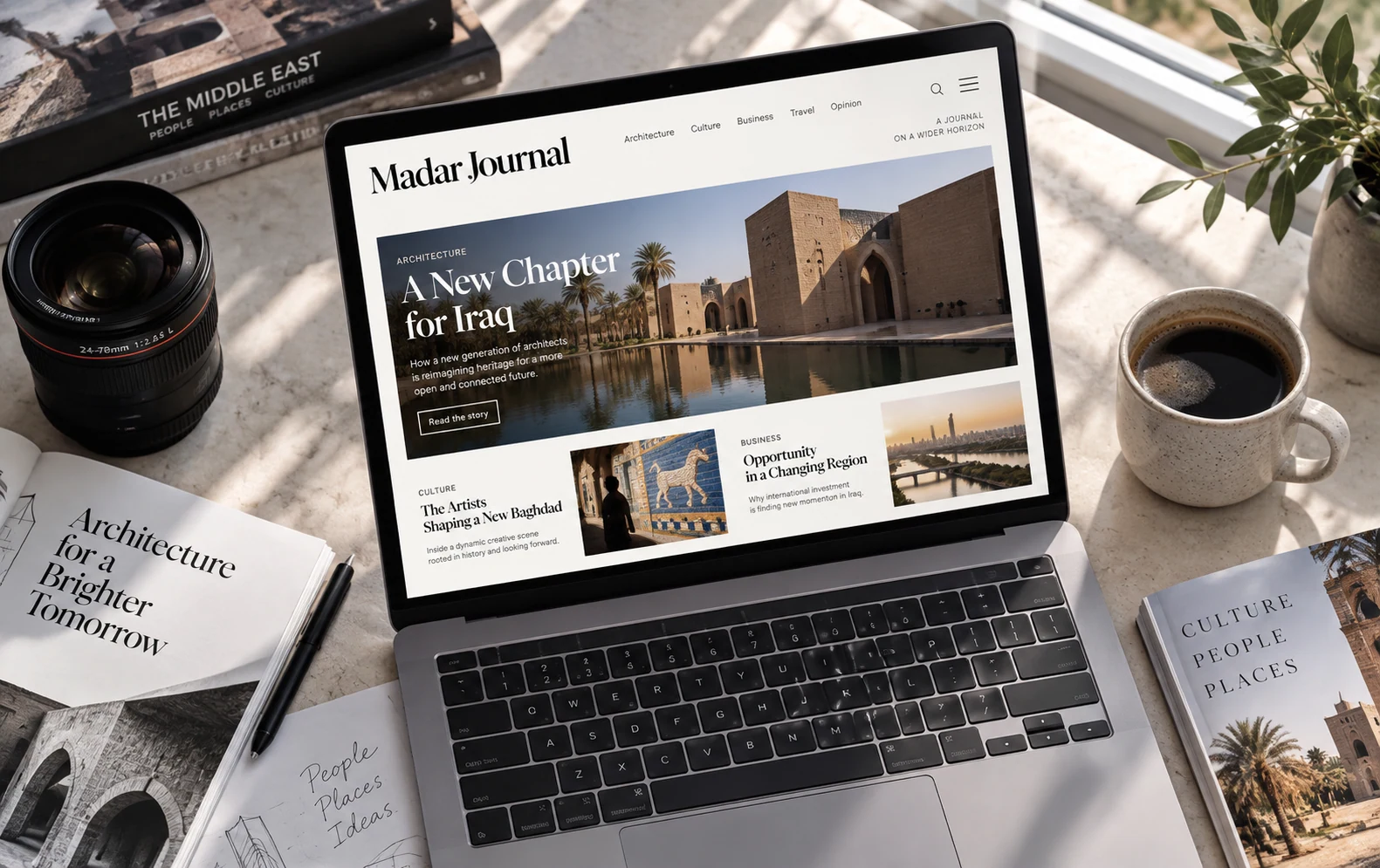 Online Magazine: illustrative interface displayed on a device
