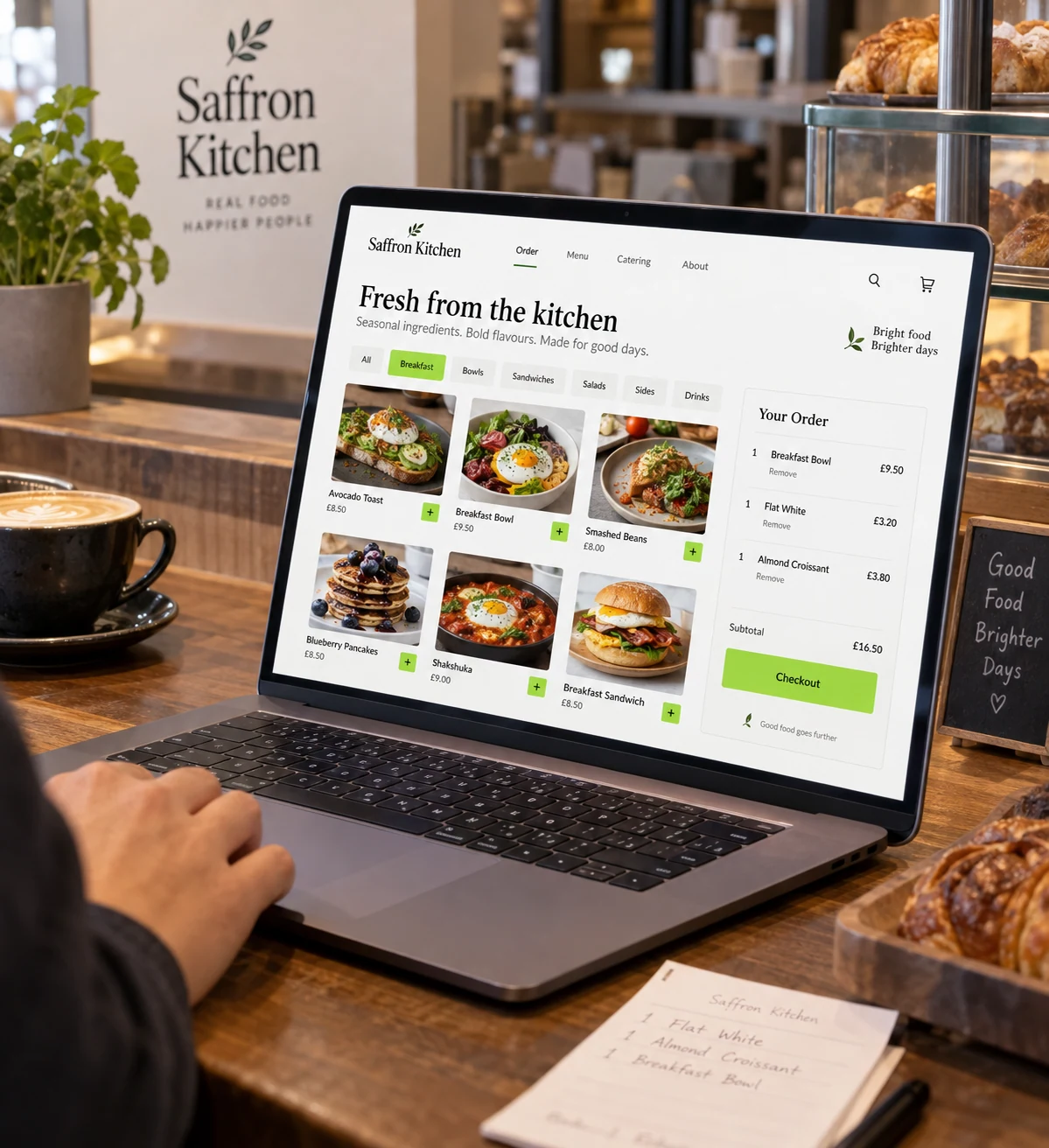 Restaurants, Cafés & Bakeries: illustrative interface displayed on a device