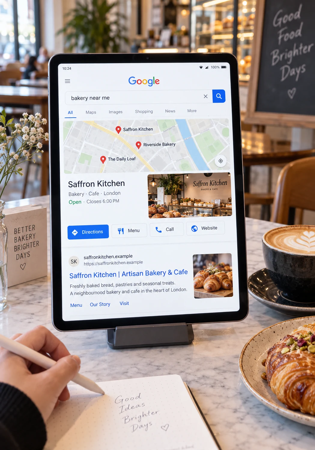 Restaurants, Cafés & Bakeries: illustrative interface displayed on a device