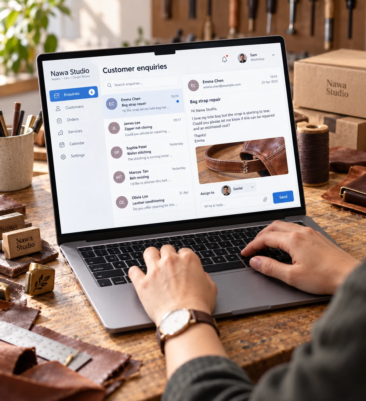 Small Business: illustrative interface displayed on a device