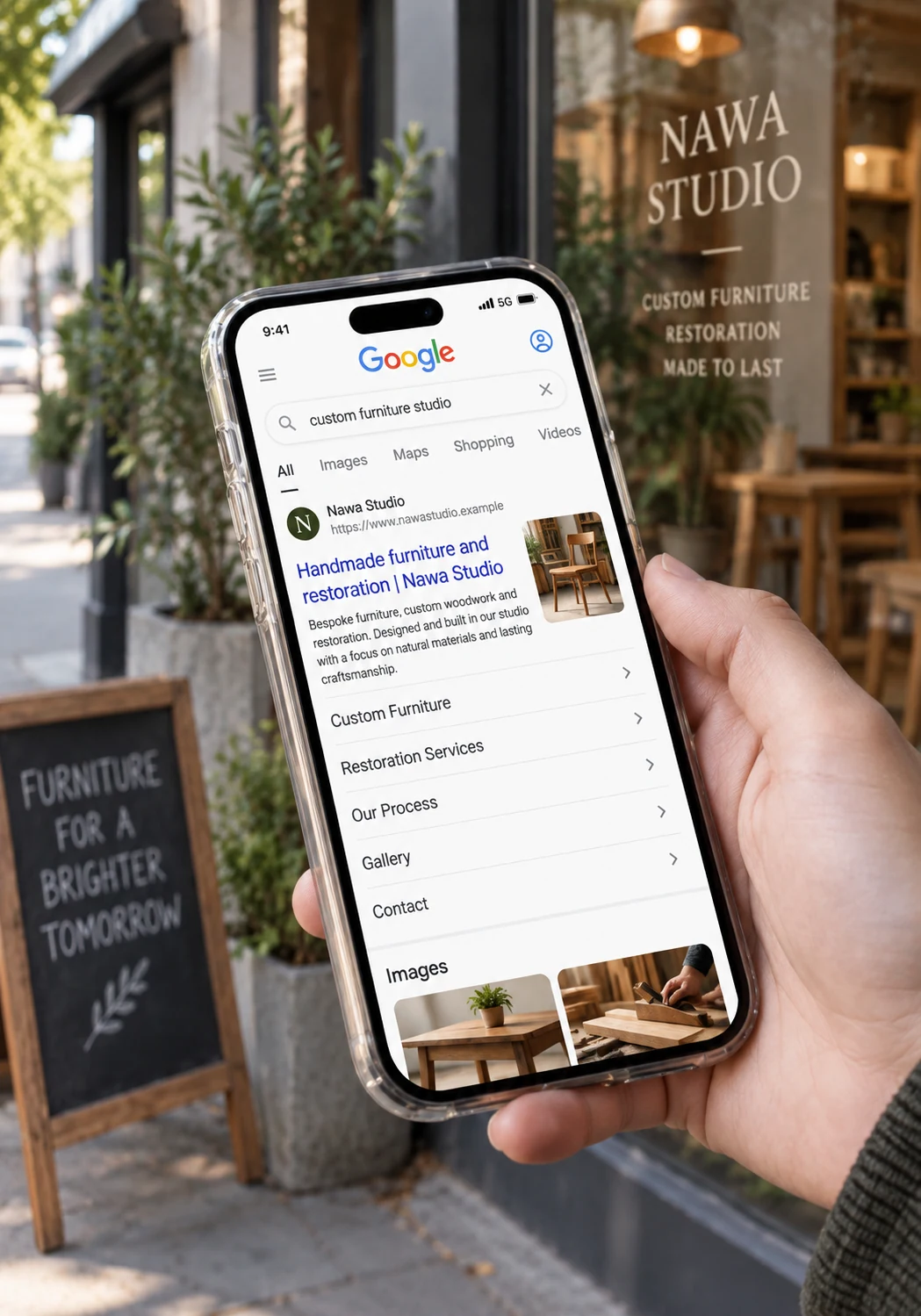 Small Business: illustrative interface displayed on a device